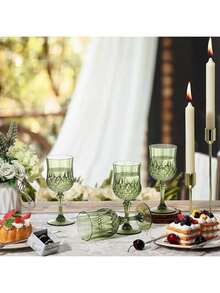 1/3/6/12 Piezas Copas de vino de uva vintage de 7 onzas, copas de champán retro irrompibles y reutilizables (verde oscuro), adecuadas para eventos de Ramadán, bodas, fiestas, cumpleaños, reuniones al aire libre, barbacoas, también excelentes como regalos para seres queridos - Multicolor - Ver 3