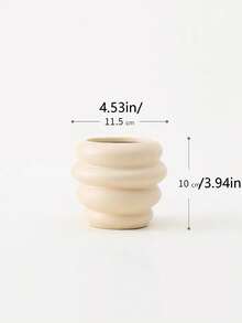 1 Piece Milky White Honey Jar Shaped Resin Makeup Brush Holder With Asymmetrical Relief On The Surface, Multifunctional Desk Decoration, Mini Ceramic Vase And Storage Box For Living Room, Bedroom And Office,Room Decor - Multicolor - View 4