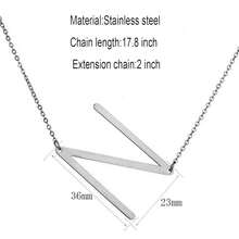 MOMOL Sideways Initial Necklace 18K Gold Plated Stainless Steel Large Big Letters Pendant Necklace Script Name Monogram Necklaces For Women,N - n - 查看 5