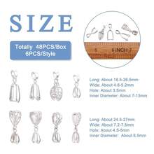 Craftdady 48pcs/Box Pinch Clip Bail Clasps Pendants Silver Connector Bead Hanger Links For Drilled Stone Dangle Charm Jewelry MaFKing, 8 Styles,8Styles - 8種款式 - 查看 4
