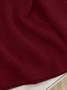1 chiếc áo len trễ vai màu trơn, kiểu dáng rộng rãi, gợi cảm, thanh lịch, tay dài, thích hợp cho nữ mùa xuân. - Màu Đỏ Sâu - Xem 6