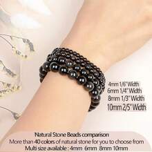 LPBeads Handmade Natural Gemstone Stretch Elastic Bracelet Healing Crystal Round Stone Beads Jewelry Gifts For Women Men,8mm,BlackObsidian - 黑曜石 - 查看 6