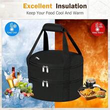 ‌1 Pc Insulated Casserole Carrier Bag Grey Elegant Leakproof Food Container For 12.5 Inch Baking Dishes Pies Hot Cold Meals Multi-Use Portable With Handles For Women Men Gifts Picnic Party Office Potluck Travel Family Gathering‌ - 黑色 - 查看 4