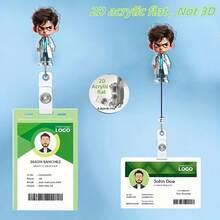 مشبك بطاقة هوية طبية مسطح 2D قطعة واحدة جميلة مع بكرة شارة قابلة للسحب وسلسلة قابلة للفصل - حامل بطاقة هوية ممرضة متين مع شخصية طبيب/ممرضة مبتسمة، حلقة سماعة طبية وعرض تأمين صحي - متوافق مع ملابس المستشفى والملابس الرسمية - مناسب للطلاب الطبيين والممرضات الممارسات - تصميم مسطح 2D مع آلية قابلة للسحب ومشبك بطاقة آمن - إكسسوار عصري وعملي