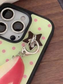 2pcs Silver Heart & Star Shaped Phone Hanging Strap, Convenient To Carry, Adhesive Back To Prevent Falling Off, Fashionable And Elegant - Heart + Star - View 7