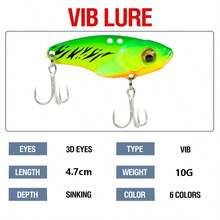 1个金属VIB路亚饵 - 1.85英寸/10克，3D眼勺形旋转平衡饵，沉水硬饵，钓鱼用具 - 彩色 - 查看 5