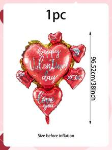 1pc 38-Inch Heart-Shaped Foil Balloon, Suitable For Valentine's Day, Birthday, Romantic Wedding Theme, Anniversary, Date Night, Valentine's Day, Party Decorations - Multicolor - View 7