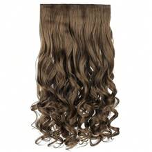 24inch 1-Pack 3/4 Full Head Curly Wave Clips In On Synthetic Hair Extensions HE008 Hair Pieces For Women 5 Clips 4.5 Oz Per Piece - Ash Light Brown,AshLightBrown - 淺棕色 - 查看 2