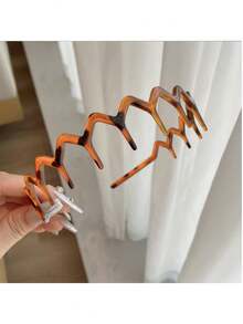 2pcs  Elegant    Hair Accerssories  Winter  Headbands  Hair Accessory Christmas   Beauty Accessories  Hair Tools  Hair Accessorie  Plastic Hair Hoop   With Big Wavy Shape - 亮橙色 - 查看 5