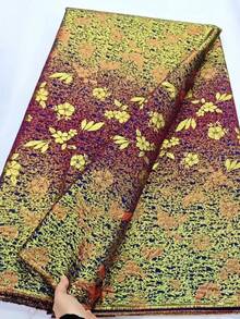 5 Yards/Pc African Jacquard Fabric, Floral Pattern Gold-Plated Lace Fabric, High-Quality Nigerian Sewing Lace Fabric, Fashion Handicraft Material, Suitable For Party Dress, Wedding Gown Sewing, Shiny Fabric, French Red & Blue - Nhiều màu - Xem 18