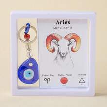 1件天然紫水晶碎石十二星座恶魔之眼钥匙扣盒，男女皆宜，珠宝礼品，瑜伽灵气脉轮冥想圣诞节感恩节礼物 - 十二星座惡魔之眼鑰匙扣 - 查看 4