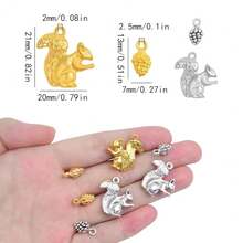 40pcs 2 Styles Alloy Cute Animal Squirrel Pendant Charms Acorn Pine Cone Nut Pendants Decoration Accessories For DIY Necklace Bracelet Keychains Jewelry MaFKing, 2 Colors,Squirrel - Squirrel - 查看 4