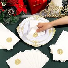 50 Pack Christmas Snowflake Paper Napkins - Cloth-Like Christmas Disposable Hand Towels, Gold Premium Quality Xmas Dinner Napkin For Home Kitchen Table Bathroom Holiday Decor,GoldSnowflake - GoldSnowflake - View 6