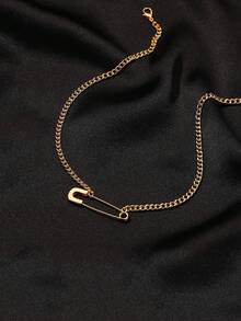 1件极简创意别针项链，独特朋克风吊坠项链，适合情侣、男女日常佩戴、节日、拍照、周年纪念、情人节、派对、约会等场合。 - 彩色 - 查看 7