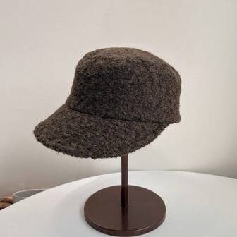 女士复古羊毛平顶鸭舌帽，保暖马术帽，黑色，适合娇小脸型，女士冬季服装