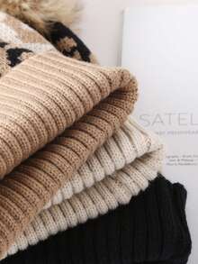 قبعة صوفية كورية متعددة الاستخدامات مطبوعة بنمط النمر قطعة واحدة، قبعة تزلج محبوكة دافئة بتصميم بسيط عصري، مناسبة للخريف/الشتاء - متعدد الألوان - مشاهدة 3