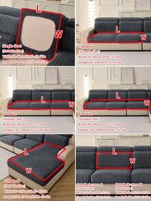 1件加厚保暖提花柔软天鹅绒防滑沙发座垫套，时尚柔软亲肤宠物防抓弹力沙发套，秋冬季防抓沙发裙，适用于L型组合沙发和1/2/3/4座沙发（单独出售） - 深灰色 - 查看 4