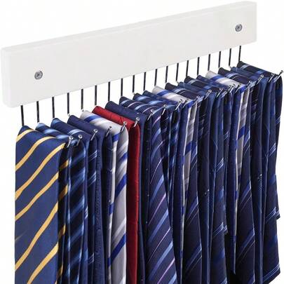 Tie Rack Wall Mounted 360°Rotating Tie Hanger Belt Organizer Max 20 Storage For Purse Scarves Tank Top Hats Medals