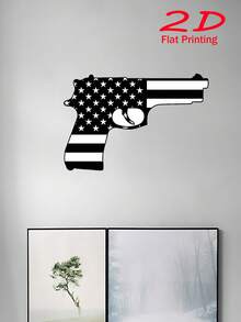 1pc Acrylic Wall Mounted Gun Art Decor, Acrylic Wall Hanging Gun Sign, Elegant Wall Mounted Gun Decoration Vintage, Bar Kitchen Cafe Sign, Living Room Office Decoration - Multicolor - View 3