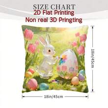 4pcs/1pc Easter Theme Rabbits, Dwarfs, Cute Easter Eggs, Bamboo Basket Prints, Peach Skin Velvet Pillowcases, Sofa, Bedroom Home Decoration, Pillow Core Cushion Covers - Multicolor - View 2