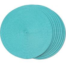 FunWheat Round Braided Placemats Set Of 8 Place Mats For Dining Table Woven Washable Non-Slip Table Mats 15 Inch(Turquoise,8pcs),Turquoise15inchessetof8 - Pirus 15 inci set 8 - View 2