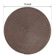 FunWheat Round Braided Placemats Set Of 6 Table Mats For Dining Tables Woven Washable Non-Slip Place Mats 15 Inch (Brown, 6pcs),Brown15inchessetof6 - Brown15inchessetof6 - View 3
