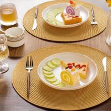 FunWheat Round Braided Placemats Set Of 4 Table Mats For Dining Tables Woven Washable Non-Slip Place Mats 15 Inch(Pumpkin Yellow,4pcs),PumpkinYellow15inchessetof4 - 南瓜黃色 15 吋 4 件套 - 查看 9