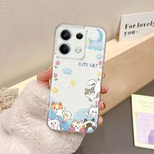 Funda de Teléfono Moon Cat Compatible con Redmi 10, 12C, 13, 14C, A1, A2+, A3, Note 8, 9, 10, 11S, 12, 13, 14 Pro+,  10T, 11 Lite, 13T, 14, 14T Pro, Poco C61, C65, C75, M4 Pro, M5S, M6, X3, X4, GT, X5, X6, X7 Pro, F3, F4, F5, F6 Pro Funda Protectora de TPU Transparente a Prueba de Golpes de Cobertura Completa, Creativa y a la Moda - Colores mixtos - Ver 7