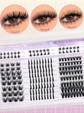 172 st Manga-fransklusterkit Tjocka individuella fransar Spiky Volym Individuella fransar Gör-det-själv-fransar Dramatiska Spiky Cluster Lashes Extensions Naturlig look Cosplay Anime-fransar Sminkverktyg För Nybörjare Hemma