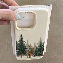 1pc TPU Material Pink Bow Deer Lily Flower Pattern Phone Case Compatible With IPhone11, IPhone12, IPhone13, IPhone14, IPhone15, IPhone16, IPhone17promax,Christmas Accessories.Compatible With IPhone 17 ProMax,Christmas Decor,Christmas Gifts,Cute Phone Cases - 白6 - 查看 4