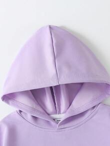 1件少女“KARMA”印花黑色卫衣，柔软舒适，日常休闲穿着 - 紫色 - 查看 4