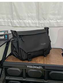 New Men's Cargo-Style Messenger Bag, Wear-Resistant Canvas With Large Capacity, Convertible For Shoulder & Crossbody, Japanese & Ins, High-Level Look, Versatile For Commuting, Travel, School, Students & Casual Outings.
