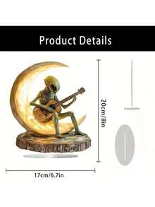 1 Tượng acrylic hình người ngoài hành tinh chơi guitar trên mặt trăng theo phong cách Bohemian - Tượng trang trí, vật trang trí bàn làm việc, phù hợp cho nhà cửa, văn phòng, quán cà phê - Trang trí phong cách Boho đa năng, không có chữ - Nhiều màu - Xem 4
