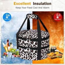 ‌1 Pc Insulated Casserole Carrier Bag Grey Elegant Leakproof Food Container For 12.5 Inch Baking Dishes Pies Hot Cold Meals Multi-Use Portable With Handles For Women Men Gifts Picnic Party Office Potluck Travel Family Gathering‌ - 豹 - 查看 4