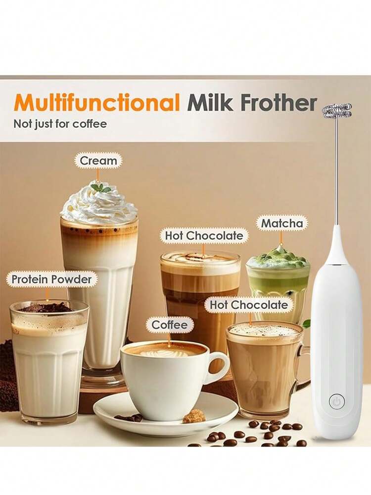 Milk Frother, Powerful Handheld Milk Frother, Mini Milk Foamer,Coffee Stirrer, Stainless Steel Drink Mixer For Coffee, Lattes, Cappuccino,Matcha,Hot Chocolate, Portable Foam Maker,Electric Wireless Blender Mini Coffee Maker - Multicolor - View 7