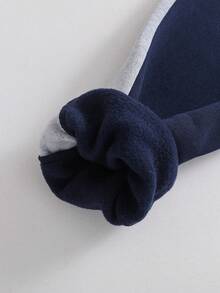 2pcs/Set Young Boy Slogan Print Hooded Single-Breasted Jacket And Casual Pants Outfit - Royal Blue - View 6