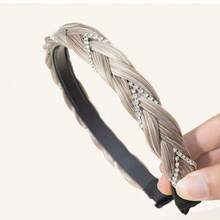 Headband 4 Strands Synthetic Hair Plaited Headband Braid Braided With Teeth Hair Band Beauty Accessory Stretch Braid Headbands Hairpiece For Women (White Brown, Width 0.8 Inch),WhiteBrown - 白棕色 - 查看 5