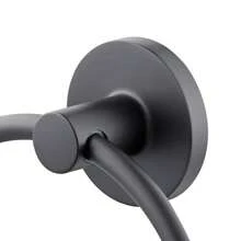Matte Black Modern Round Towel Ring For Bathroom - 1 - View 4