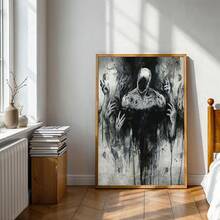 1幅/套复古黑色帆布墙画，高清帆布印刷，非常适合现代客厅、卧室、家居、办公室、教室、儿童房、浴室、餐厅、厨房、餐厅墙面装饰，抽象艺术墙画，复古风格海报，不含画框 - 黑與白 - 查看 7