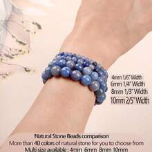 LPBeads Handmade Natural Gemstone Stretch Elastic Bracelet Healing Crystal Round Stone Beads Jewelry Gifts For Women Men,8mm,BlueAventurine - 藍色東陵石 - 查看 6