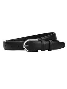 男女通用合金扣皮带，金属扣，时尚简约牛仔腰带，适合所有季节，日常佩戴配饰，黑色和咖啡色可选，绝佳礼品之选 - 彩色 - 查看 11