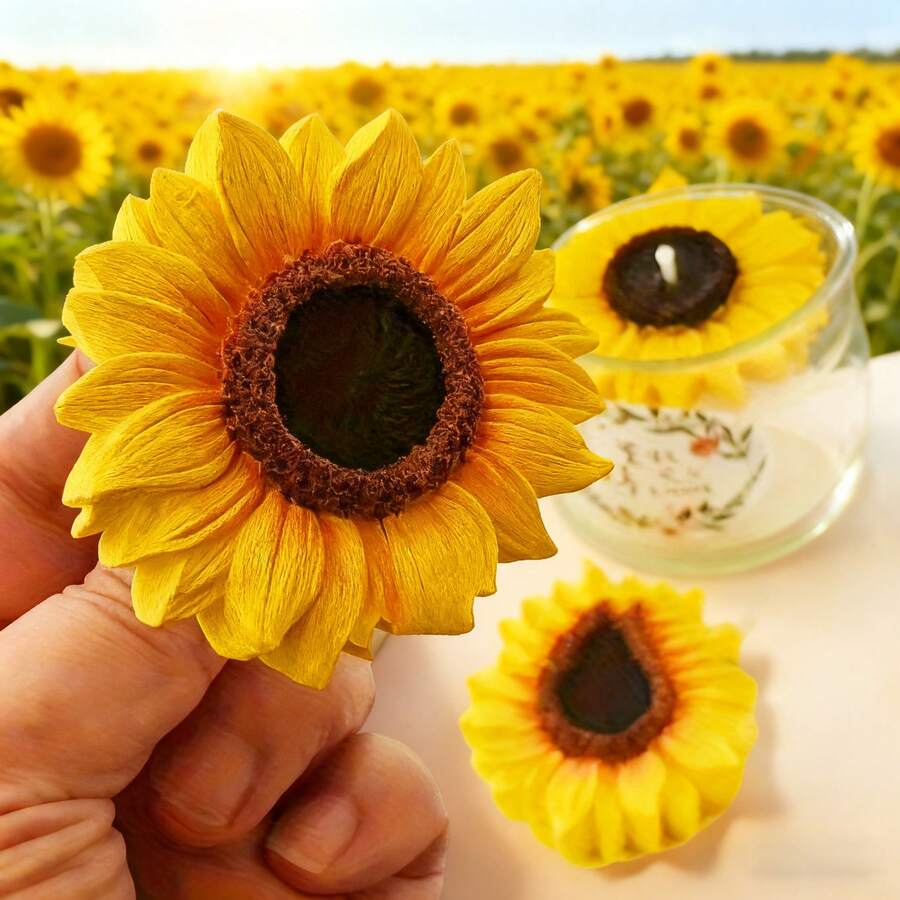 1pc Pink Sunflower Shaped Silicone Mold, Suitable For Car Fragrance, Handmade Candles, Plaster Decorations, Easy Demold And Reusable - Pink - View 1
