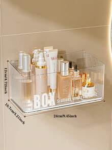Wall-Mounted Bathroom Storage Organizer Box, Makeup Cosmetic Holder, Drill-Free, Transparent Organizer Rack - Multicolor - View 4