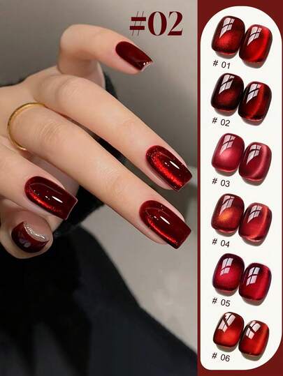 MIANEL 10ML 冬季红色美甲热销款镜面红色水晶猫眼凝胶指甲油 2026 新款白色红色光疗猫眼磁性凝胶指甲油 亮泽红色美甲 白色美甲 粉色美甲 适用于美甲沙龙专用 美甲胶水 美甲用品