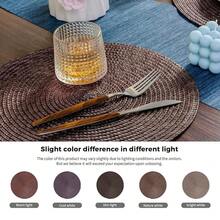 FunWheat Round Braided Placemats Set Of 6 Table Mats For Dining Tables Woven Washable Non-Slip Place Mats 15 Inch (Brown, 6pcs),Brown15inchessetof6 - Brown15inchessetof6 - View 7