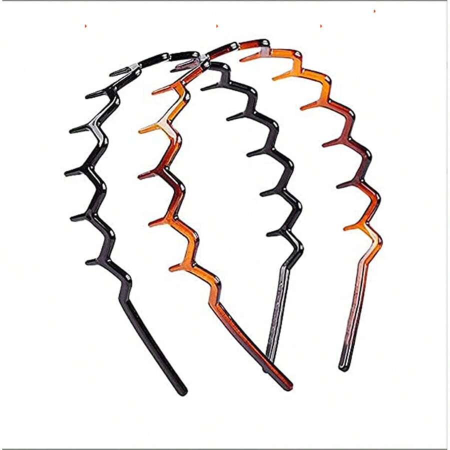 2pcs  Elegant    Hair Accerssories  Winter  Headbands  Hair Accessory Christmas   Beauty Accessories  Hair Tools  Hair Accessorie  Plastic Hair Hoop   With Big Wavy Shape - 亮橙色 - 查看 1