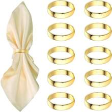 Gold Napkin Rings - 10 Pcs Stainless Steel Napkin Rings, Metal Napkin Ring Table Settings Wedding Party Dinner Table - 10 Vòng Vàng - Xem 1