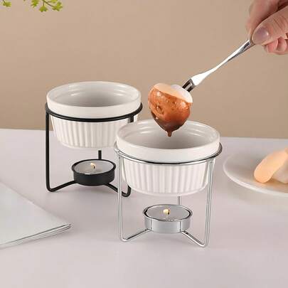 This Ceramic Chocolate Cheese Hot Pot Set (Candles Not Included) Includes A Butter Warmer, Butter Melter, Cheese Warmer, And A Creative Ceramic Hot Pot. It Is Perfect For Making Hot Cheese/Chocolate And Caramel Products, An Ideal Choice For Dessert Lovers. A Set Of Kitchen Tools, Essential For Home Cooking.
