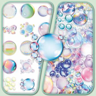 50pcs PET Transparent Stickers, Bubble Colorful Ins Style Minimalist Fresh Creative Decorative Stickers For Water Bottles, Tissue Boxes