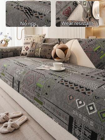 1pc All-Season Sofa Cushion Cover, Modern Minimalist Anti-Slip Sofa Seat Protector, Dust-Proof & Washable Sofa Slipcover, Gray Fashionable Soft Non-Fading Non-Shedding Bedroom Decor Pet-Friendly Cover, Adjustable For Corner Sofa, Bedroom, Office, Living Room Combo Furniture, 1/2/3/4 Seater Sofa